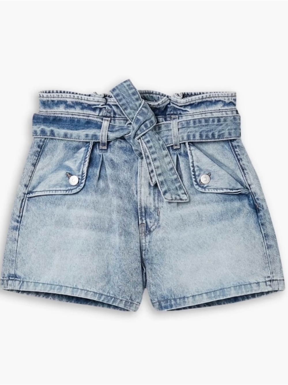 Veronica Beard Nori Paperbag Extra High Rise Denim Shorts 27/4 Pebblestone $248